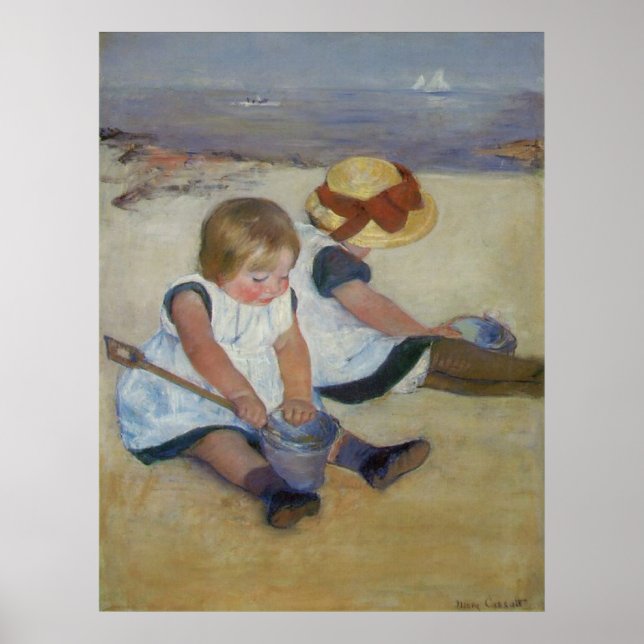 Póster Niños en la playa, Mary Cassatt (Frente)