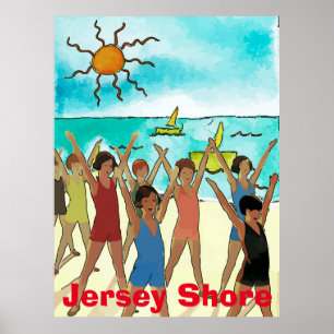 Póster Niños en Personalizado de playa, agregar texto o n