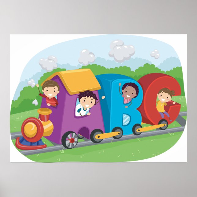 Póster Niños En Un Tren Alfabético (Frente)