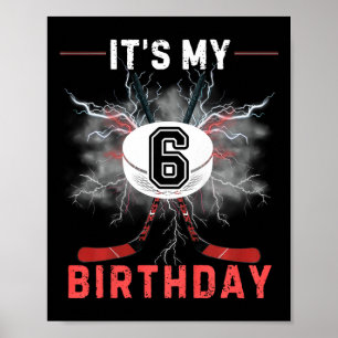 Póster Niños Es Mi Cumpleaños Número 6 Hockey Niño Divert