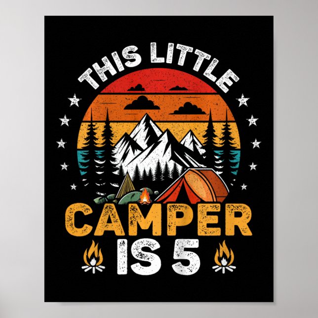 Póster Niños Este Pequeño Camper Tiene 5 Años Camping 5 (Frente)