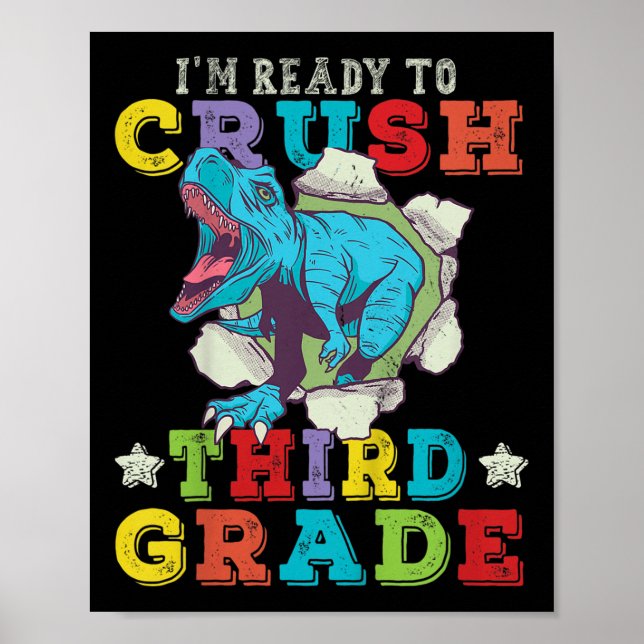 Póster Niños Estoy Listo Para Aplastar Dinosaurio De 3er  (Frente)