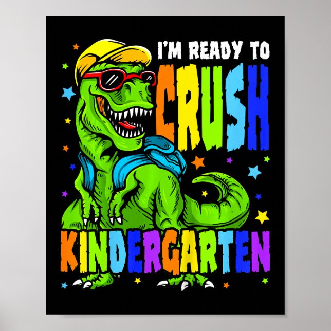 Póster Niños estoy listo para aplastar el dinosaurio de l (Frente)