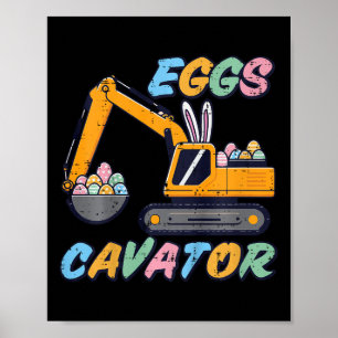 Póster Niños Excavadora de Pascua Huevos Cavator Construc