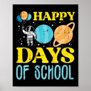 Póster Niños Felices 100 Días De Planetas Astronautas Esc