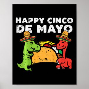 Póster Niños felices Cinco De Mayo Dinos Taco Niños Mexic