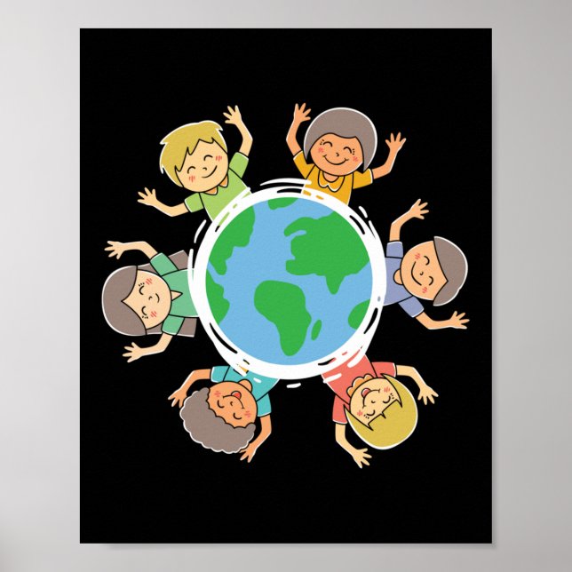 Póster Niños felices - Protección ambiental Da Tierra (Frente)