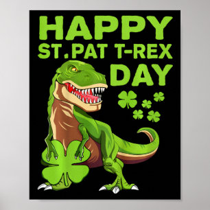 Póster Niños Feliz Día de San Pat Trex Dino Día de San Pa