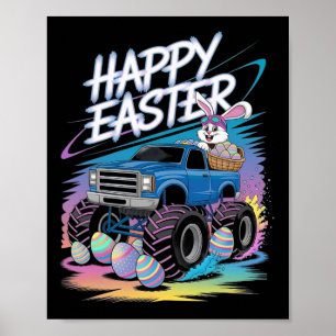 Póster Niños Feliz Monstruo de Pascua Camión Pascua Huevo