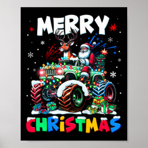 Póster Niños Feliz Navidad Nochebuena Monstruo Camión San
