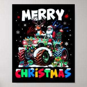 Póster Niños Feliz Navidad Nochebuena Monstruo Camión San