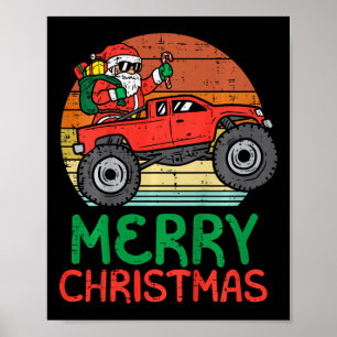Póster Niños Feliz Navidad Santa Camión Monstruo Xmas Pj 