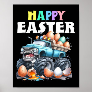 Póster Niños Feliz Pascua Monster Truck Huevos de Pascua 