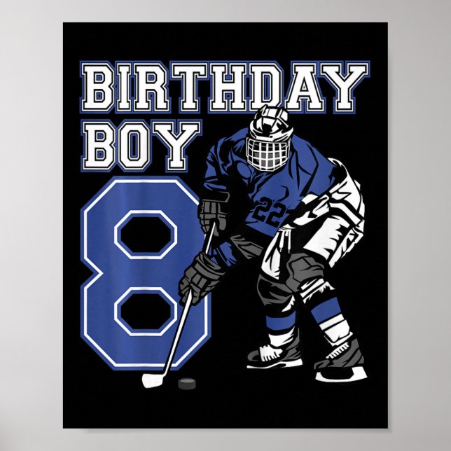 Póster Niños Fiesta de cumpleaños temática de hockey sobr (Frente)