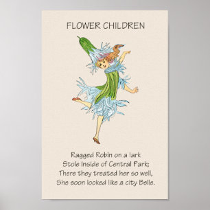 Póster Niños Florales de Cuentos de Hadas Antiguos RAGGED