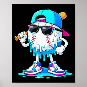 Póster Niños Frio Béisbol Helado Goteo Divertido Niños Ju