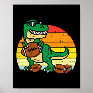 Póster Niños Fútbol Americano Trex Retro Dinosaurio Niños