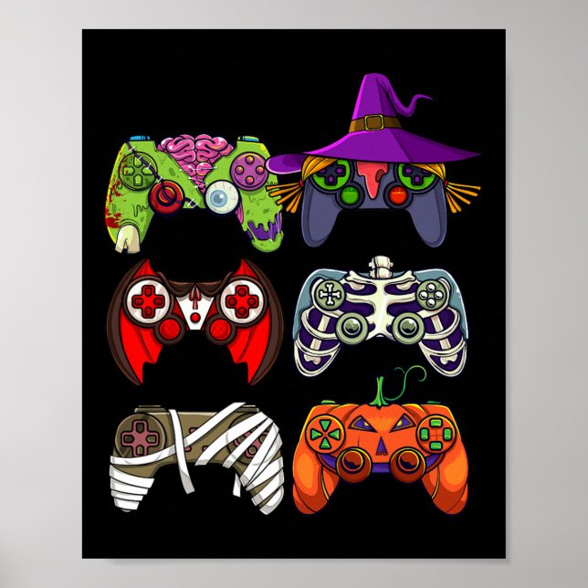 Póster Niños Gamer Skeleton Zombie Gaming Controllers Niñ (Frente)