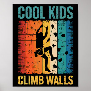 Póster Niños Geniales Escalan Paredes Escalada en Roca Bo