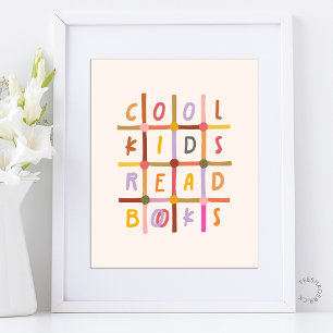 Póster Niños Geniales Leen Libros Tipografía de Cuadrícul