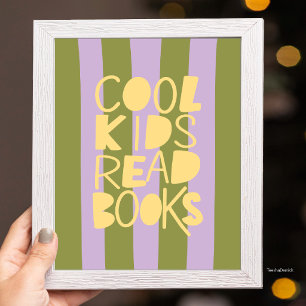 Póster Niños Geniales Leen Libros Tipografía Franjas Oliv