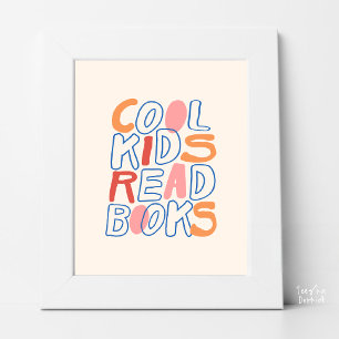 Póster Niños Geniales Leen Libros Tipografía Retro Colori