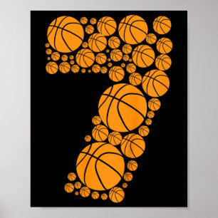 Póster Niños Gráficos Bysketbyll 7º cumpleaños Niños 7 añ