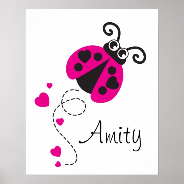 Póster Niños gráficos ladybird / chicas ladybug nombre po (Frente)