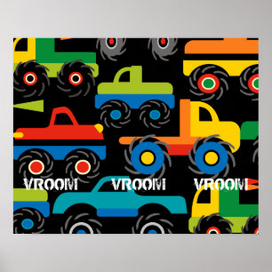 Póster Niños grandes monstruos Poster de pared de camione