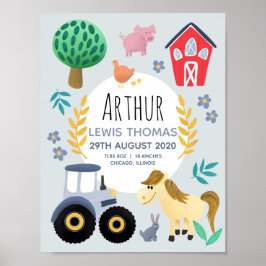 Póster Niños Granjas Animales Tractor Estaciones de Nacim