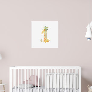 Póster Niños guapos Girafa Animal Monograma J Nursery
