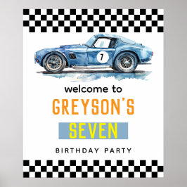 Póster Niños Guay Carreras Azul Niños de coches Cumpleaño