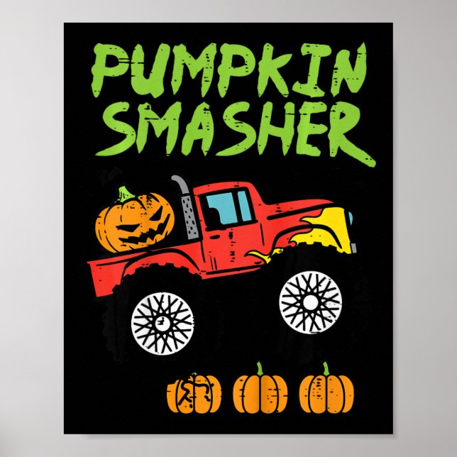 Póster Niños Halloween Calabaza Smasher Monster Camión Co (Frente)