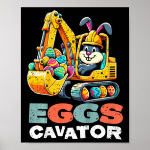 Póster Niños Huevos Cavator Easter Bunny Excavator Boys