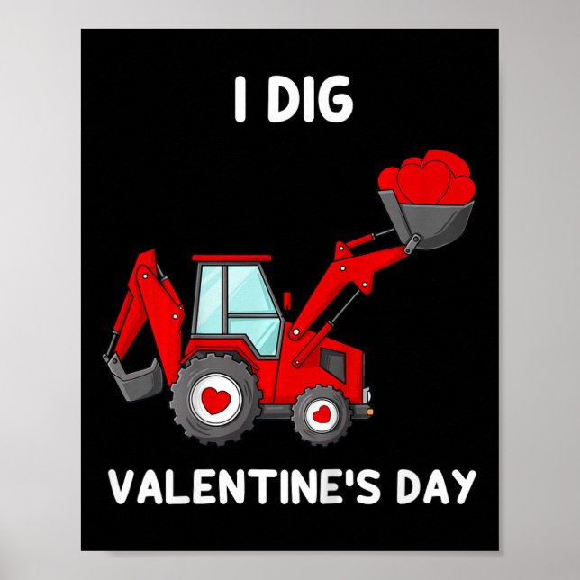 Póster Niños I cavan Día de San Valentín Corazón Tractor  (Frente)