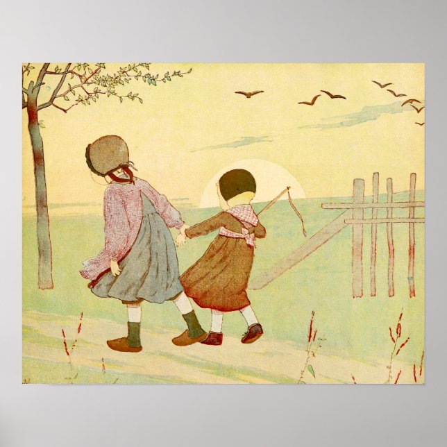 Póster "Niños" Ilustracion francés vintage (Frente)