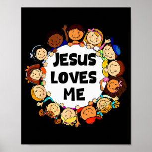 Póster Niños Jesús Me Ama Niña Niño Fe Cristiana Lindo