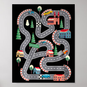 Póster Niños Juegan autos en papá Carrera de Carrera de C