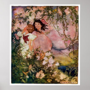 Póster Niños juegan en feliz Poster de Springtime