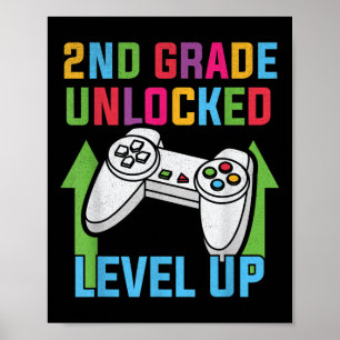 Póster Niños jugadores de videojuegos de 2do grado desblo