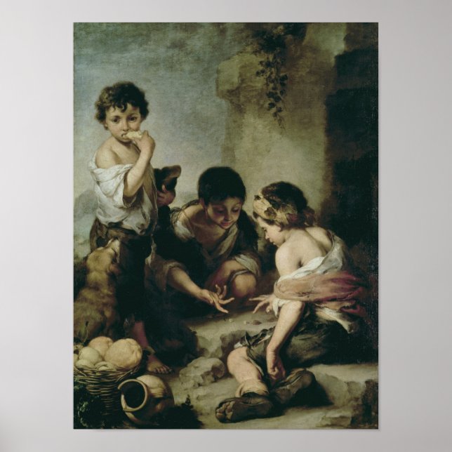 Póster Niños jugando a los dados, c.1670-75 (Frente)