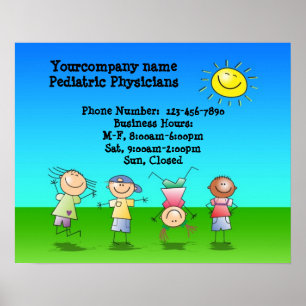 Póster Niños jugando al aire libre en un soleado Rótulo