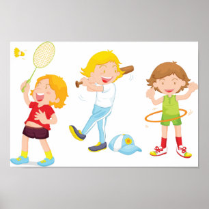 Póster Niños jugando al Poster deportivo