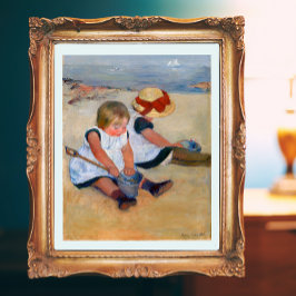 Póster Niños jugando en la playa