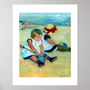 Póster Niños jugando en la playa por Mary Cassatt