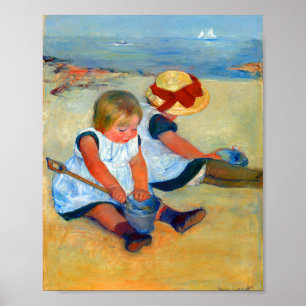 Póster Niños jugando en la playa por Mary Cassatt
