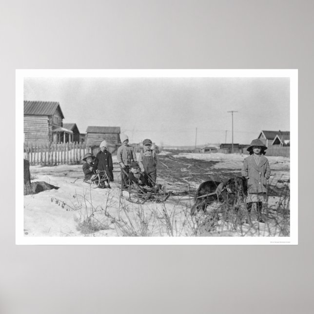 Póster Niños jugando en Nome, Alaska 1914 (Frente)