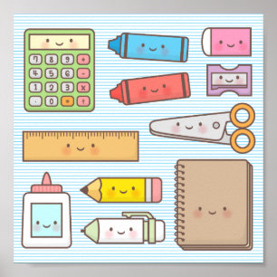 Póster Niños kawaii vuelven a la escuela provienen de dec