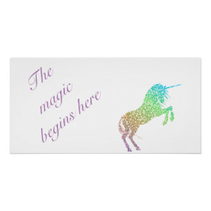 Póster Niños "La magia empieza aquí" Unicorn Glossy Poste