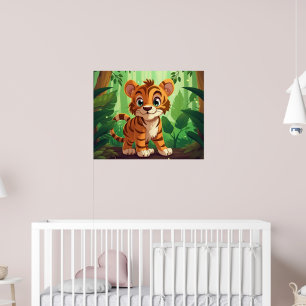 Póster niños lindos crianza tigre amantes de la jungla Po